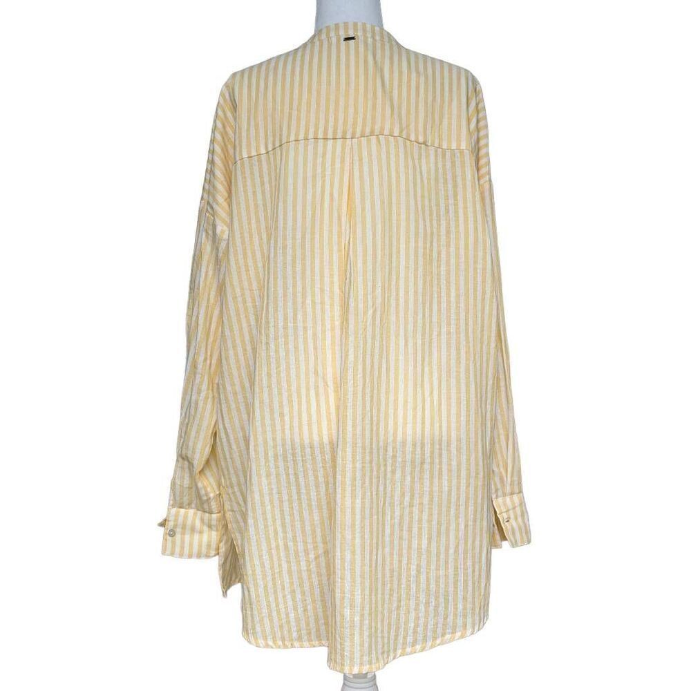 New O'Neill Belizin Yellow White Stripes Cover Up Oversized Size L Round V-neck - Picture 6 of 10